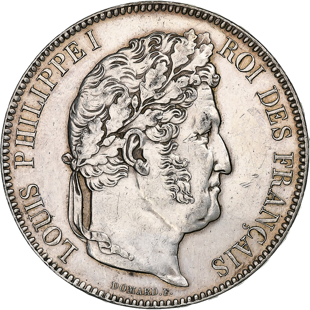 Moeda, França, Louis-Philippe, 5 Francs, 1843, Rouen, EF(40-45), Prata