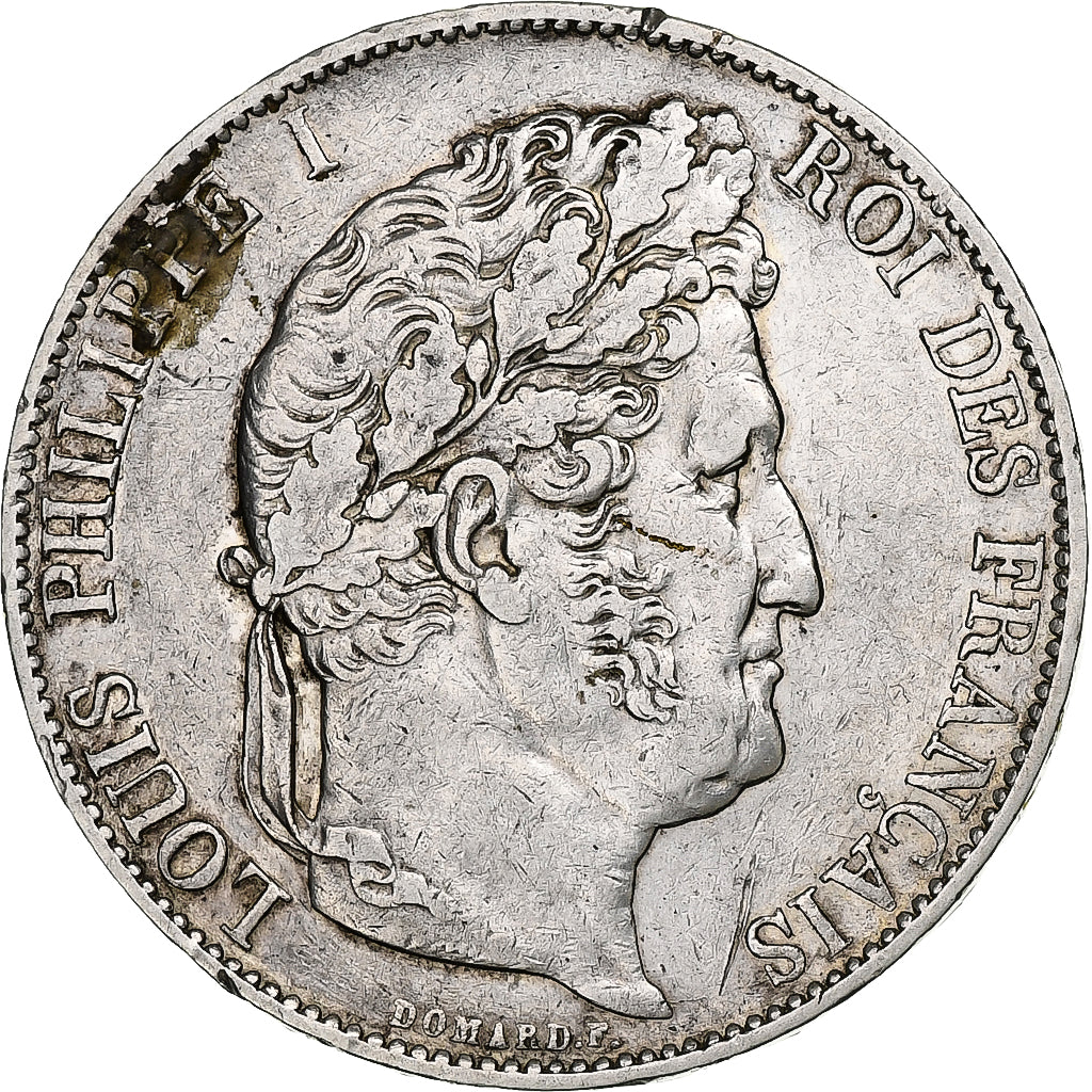 Monnaie,France,Louis-Philippe,5 Francs,1845, Lille,TB+,KM 749.13,Gad 678a