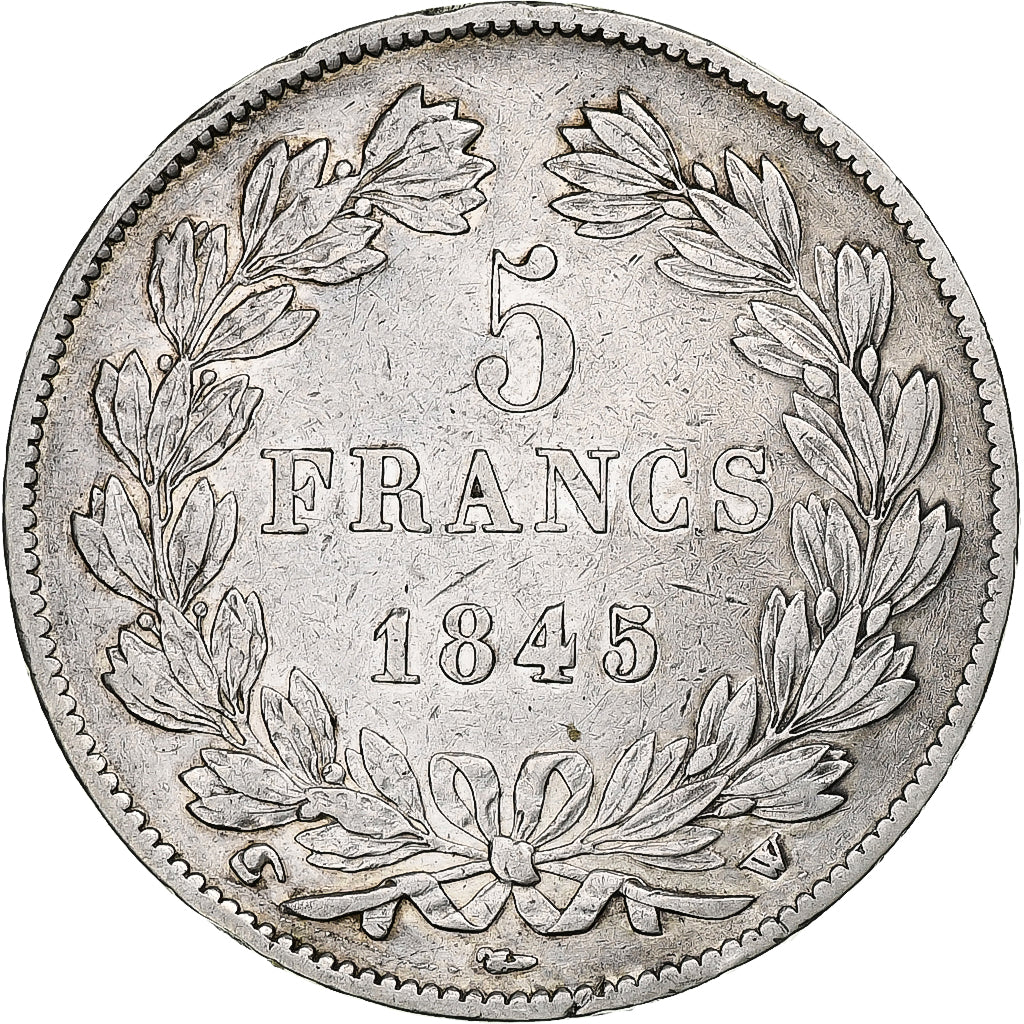 Monnaie,France,Louis-Philippe,5 Francs,1845, Lille,TB+,KM 749.13,Gad 678a