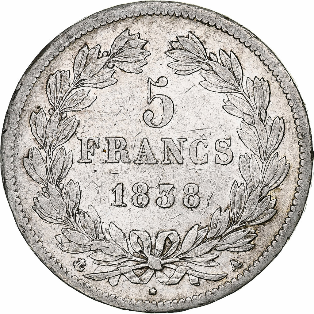 Coin, France, Louis-Philippe, 5 Francs, 1838, Paris, VF(30-35), Silver