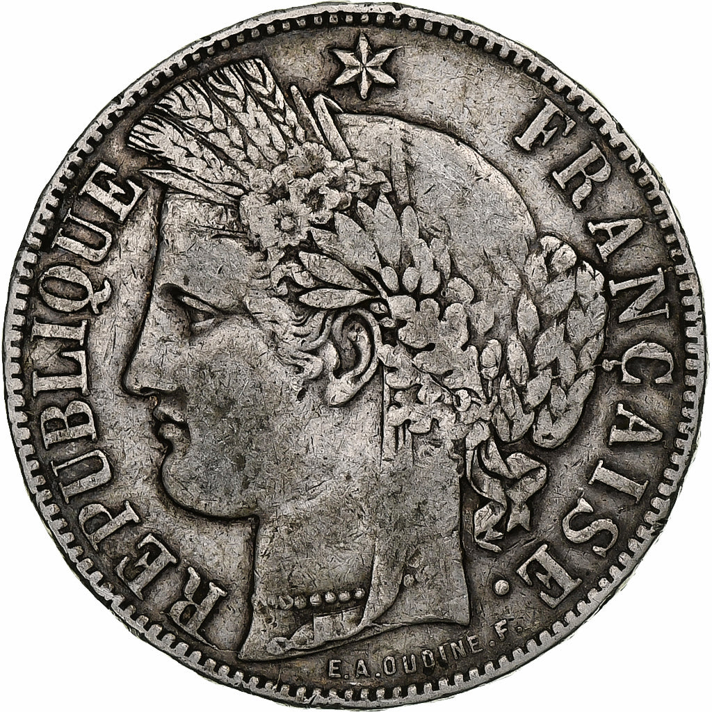 France, Cérès, 5 Francs, 1871, Bordeaux, VF(30-35), Silver, KM:818.2