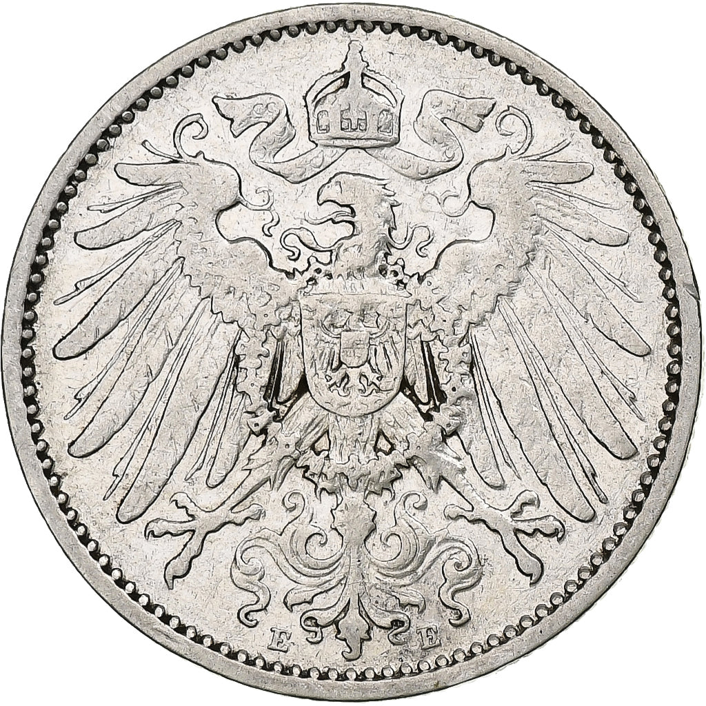 ALEMANIA - IMPERIO, Wilhelm II, Mark, 1908, Muldenhütten, Plata, MBC, KM:14