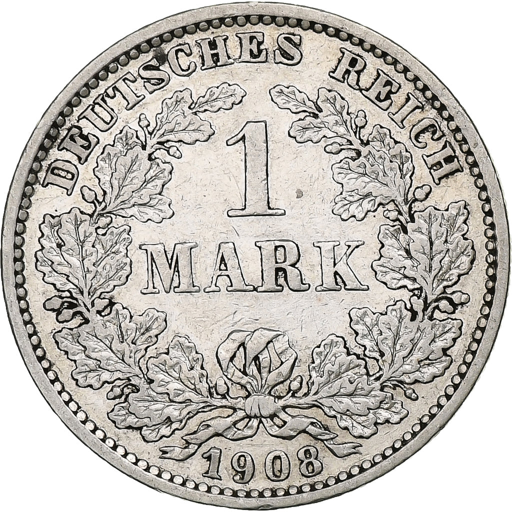 ALEMANIA - IMPERIO, Wilhelm II, Mark, 1908, Muldenhütten, Plata, MBC, KM:14