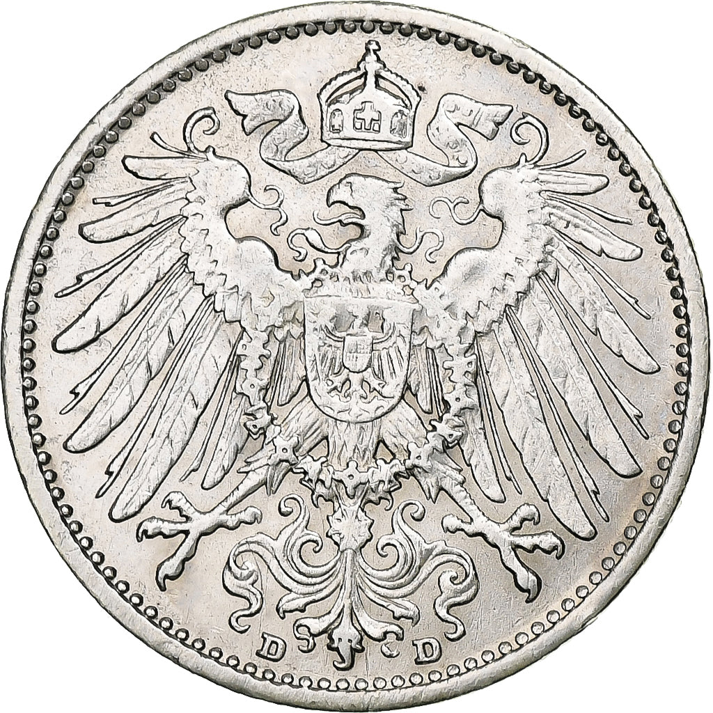 Coin, GERMANY - EMPIRE, Wilhelm II, Mark, 1908, Munich, EF(40-45), Silver, KM:14