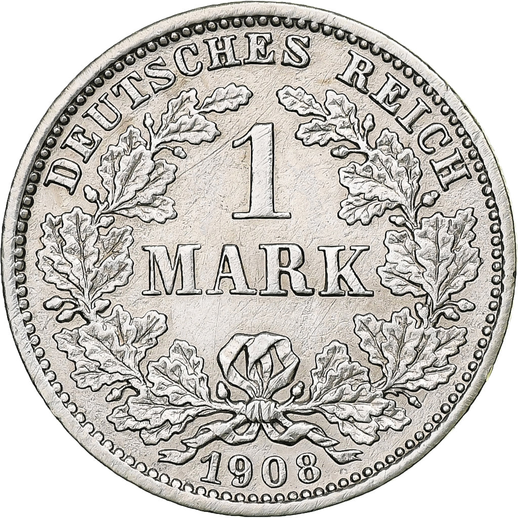 Coin, GERMANY - EMPIRE, Wilhelm II, Mark, 1908, Munich, EF(40-45), Silver, KM:14