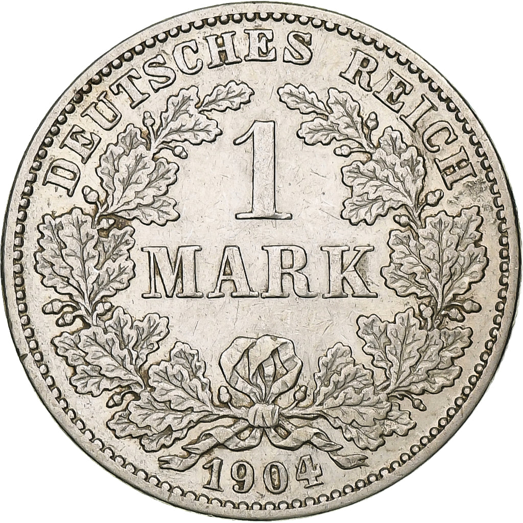 Coin, GERMANY - EMPIRE, Wilhelm II, Mark, 1904, Karlsruhe, EF(40-45), Silver