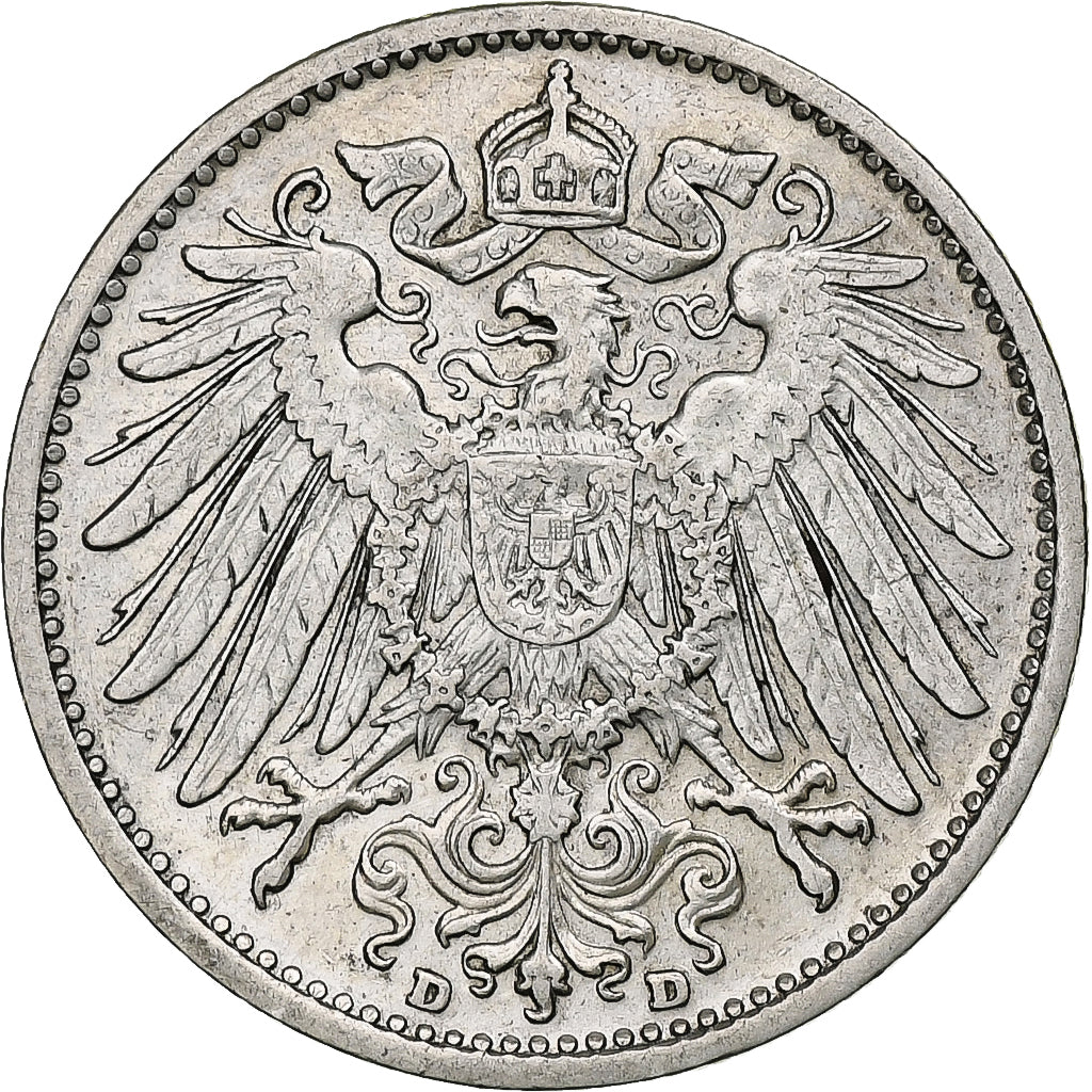 Coin, GERMANY - EMPIRE, Wilhelm II, Mark, 1904, Munich, AU(50-53), Silver, KM:14