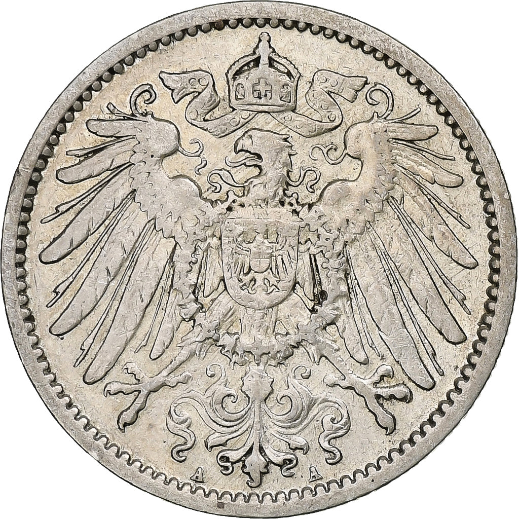 ALEMANIA - IMPERIO, Wilhelm II, Mark, 1909, Berlin, Plata, BC+, KM:14
