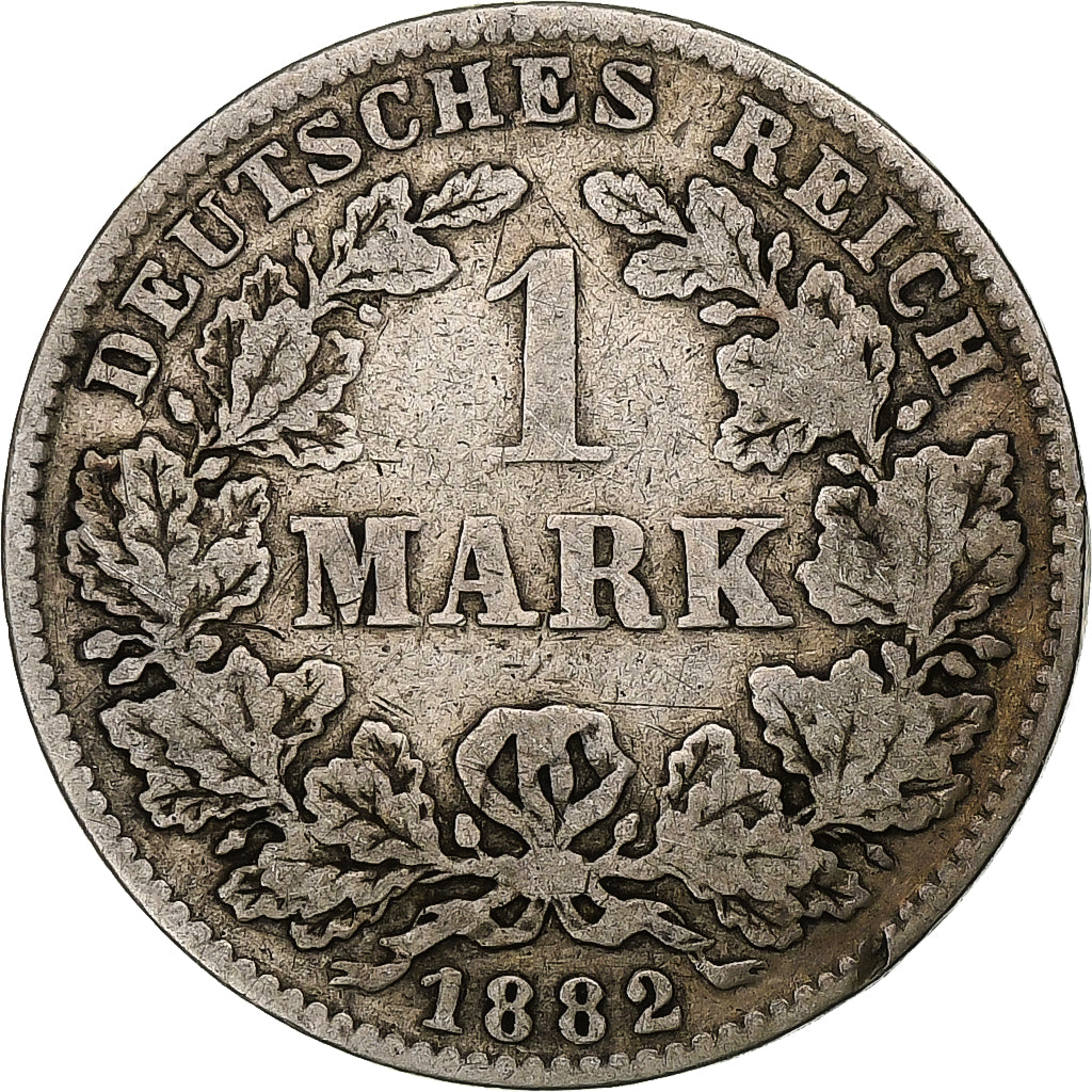 Coin, GERMANY - EMPIRE, Wilhelm I, Mark, 1882, Hambourg, VF(20-25), Silver, KM:7