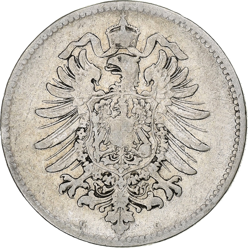 ALEMANIA - IMPERIO, Wilhelm I, Mark, 1885, Karlsruhe, Plata, BC+, KM:7