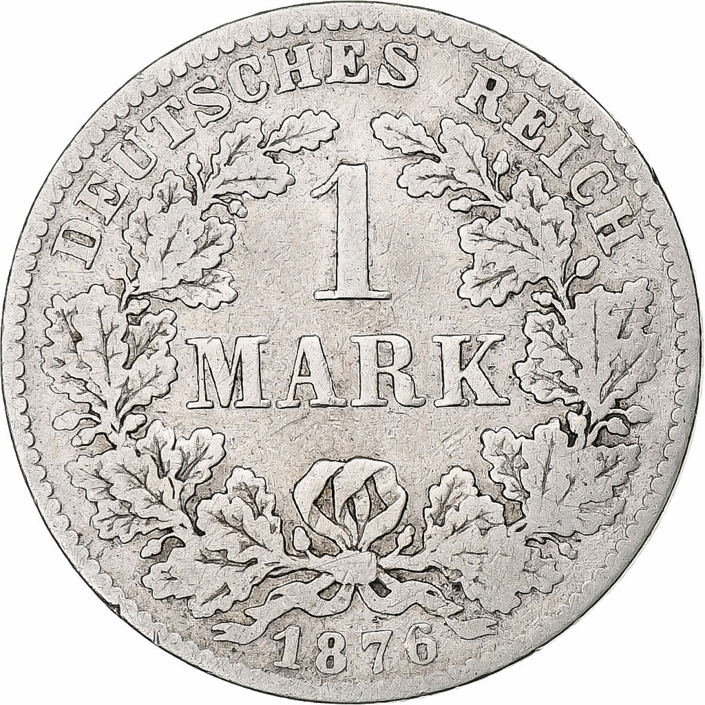 GERMANY - EMPIRE, Wilhelm I, Mark, 1876, Darmstadt, Silver, VF(20-25), KM:7