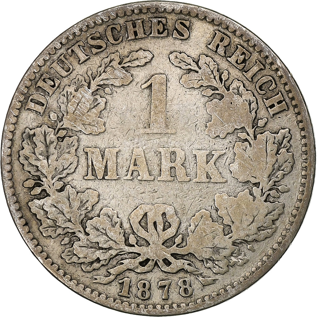 GERMANIA - IMPERO, Wilhelm I, Mark, 1878, Hambourg, Argento, MB, KM:7