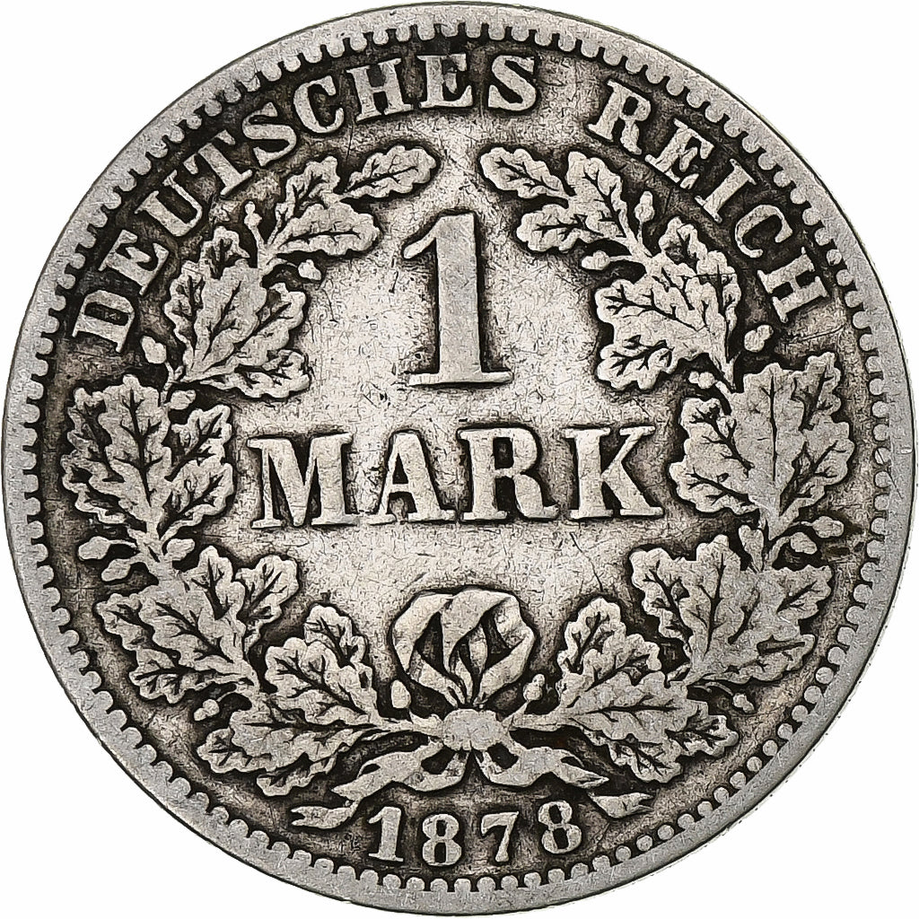 Coin, GERMANY - EMPIRE, Wilhelm I, Mark, 1878, Stuttgart, VF(20-25), Silver,KM 7