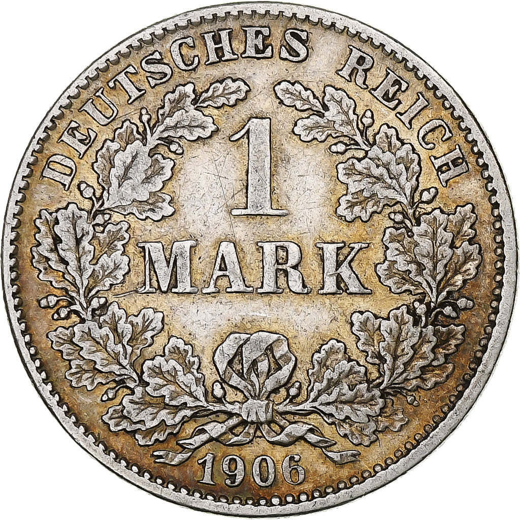 Coin, GERMANY - EMPIRE, Wilhelm II, Mark, 1906, Karlsruhe, EF(40-45), Silver