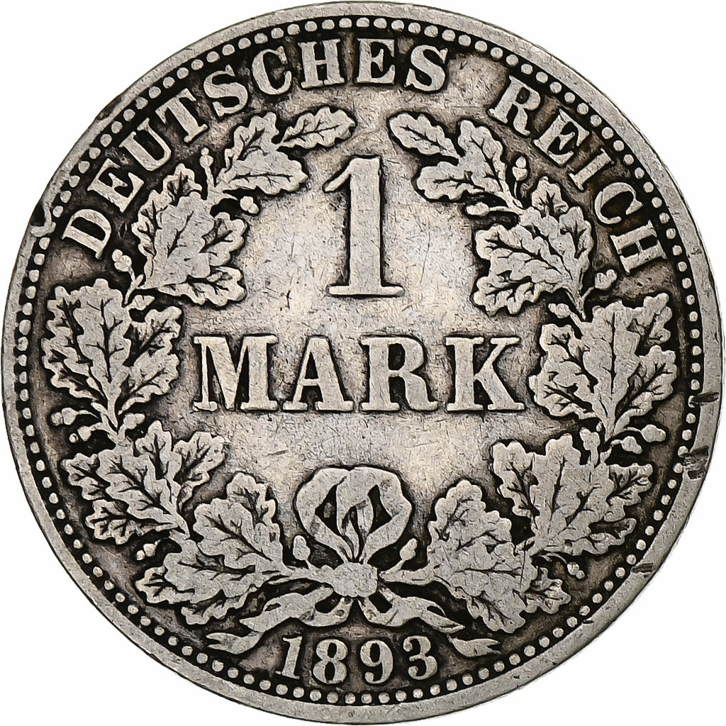 ALEMANIA - IMPERIO, Wilhelm II, Mark, 1893, Berlin, Plata, MBC, KM:14