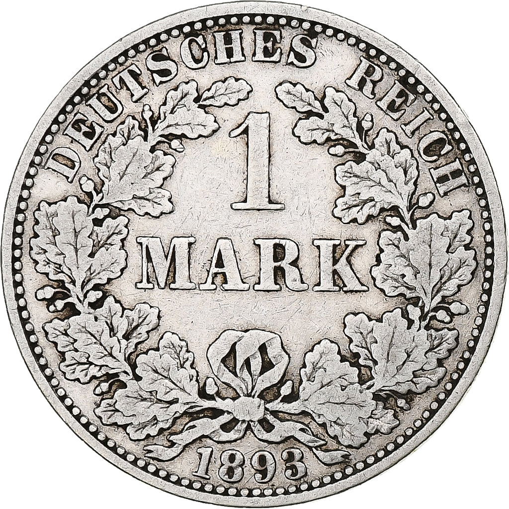 ALEMANIA - IMPERIO, Wilhelm II, Mark, 1893, Berlin, Plata, MBC, KM:14