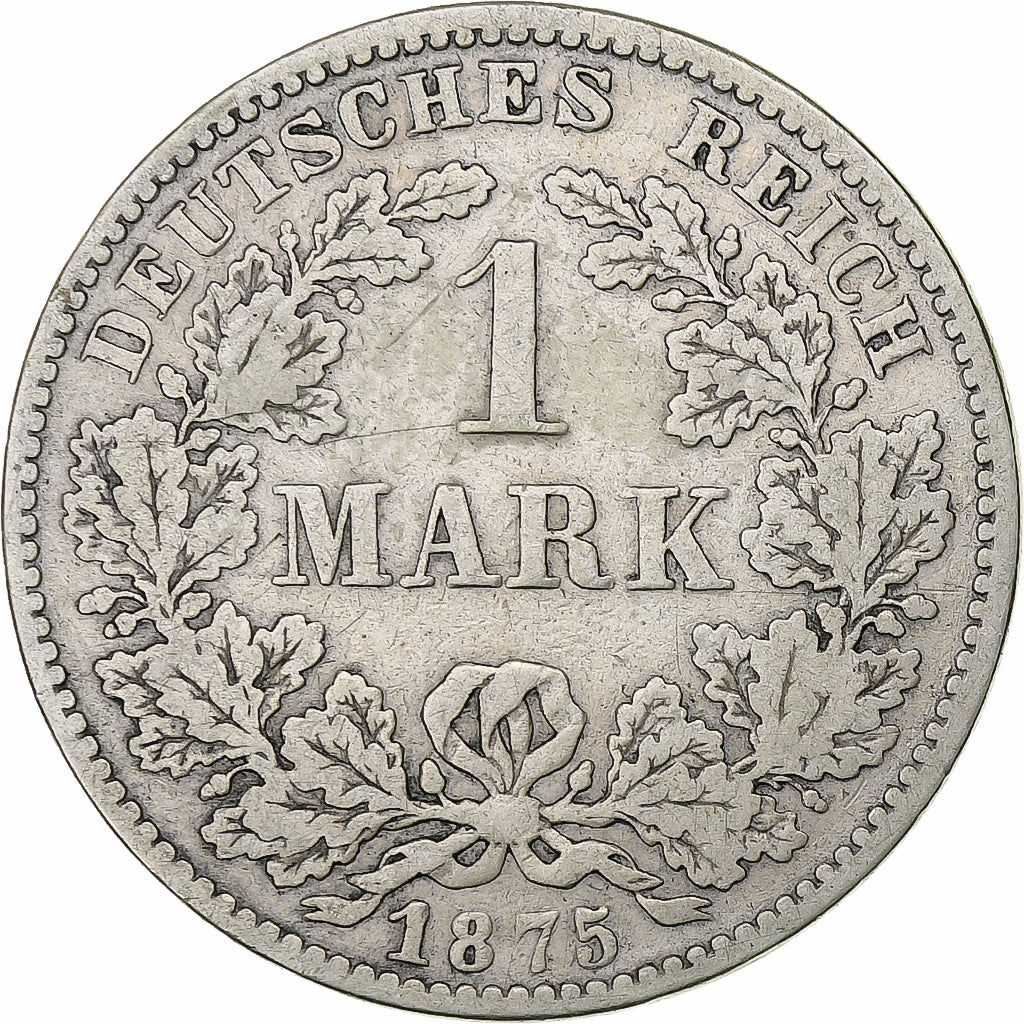 DUITSLAND - KEIZERRIJK, Wilhelm I, Mark, 1875, Darmstadt, Zilver, FR+, KM:7
