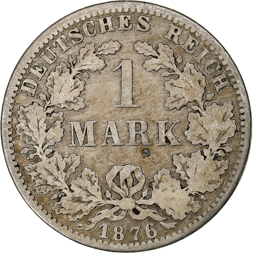 GERMANY - EMPIRE, Wilhelm I, Mark, 1876, Berlin, Silver, VF(20-25), KM:7