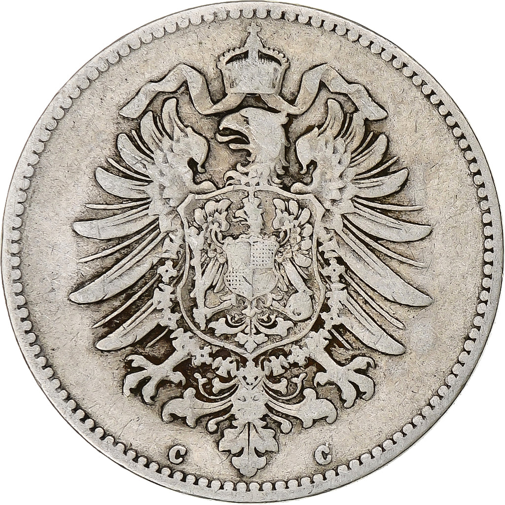 GERMANY - EMPIRE, Wilhelm I, Mark, 1876, Frankfurt, Silver, VF(20-25), KM:7
