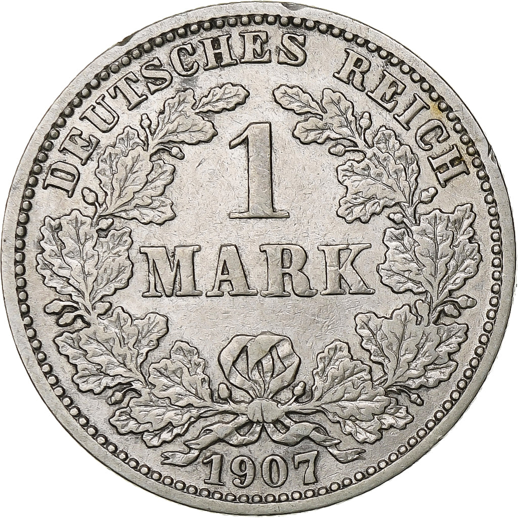 GERMANY - EMPIRE, Wilhelm II, Mark, 1907, Hambourg, Silver, EF(40-45), KM:14