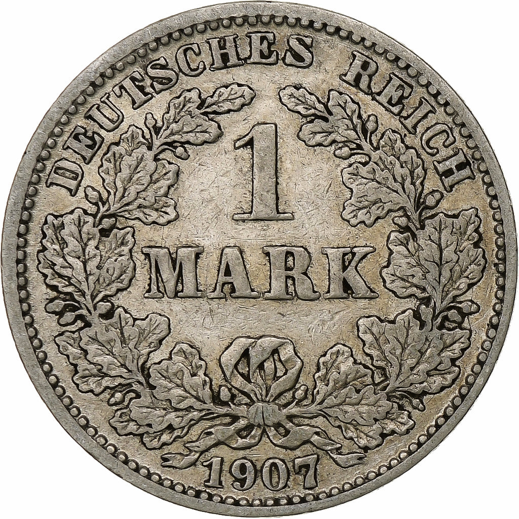DUITSLAND - KEIZERRIJK, Wilhelm II, Mark, 1907, Hambourg, Zilver, FR+, KM:14