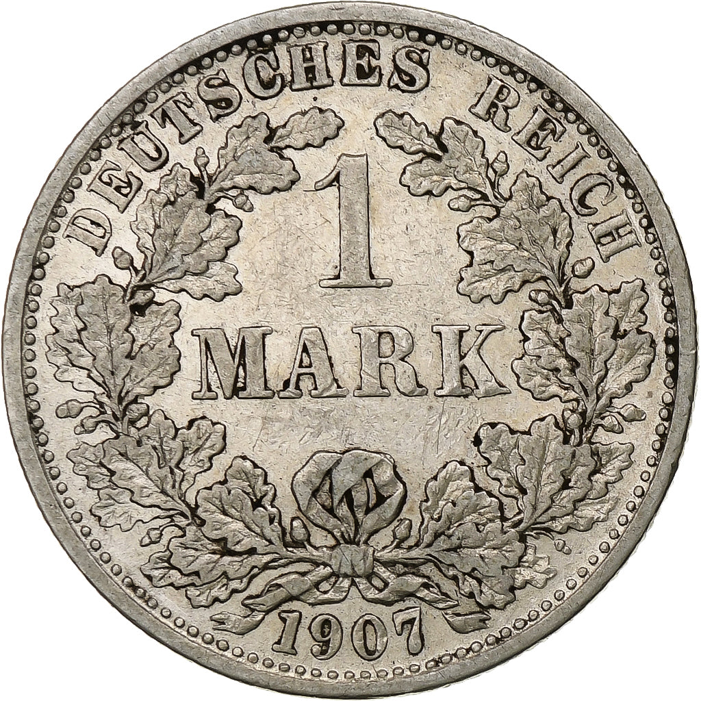 DUITSLAND - KEIZERRIJK, Wilhelm II, Mark, 1907, Stuttgart, Zilver, ZF, KM:14