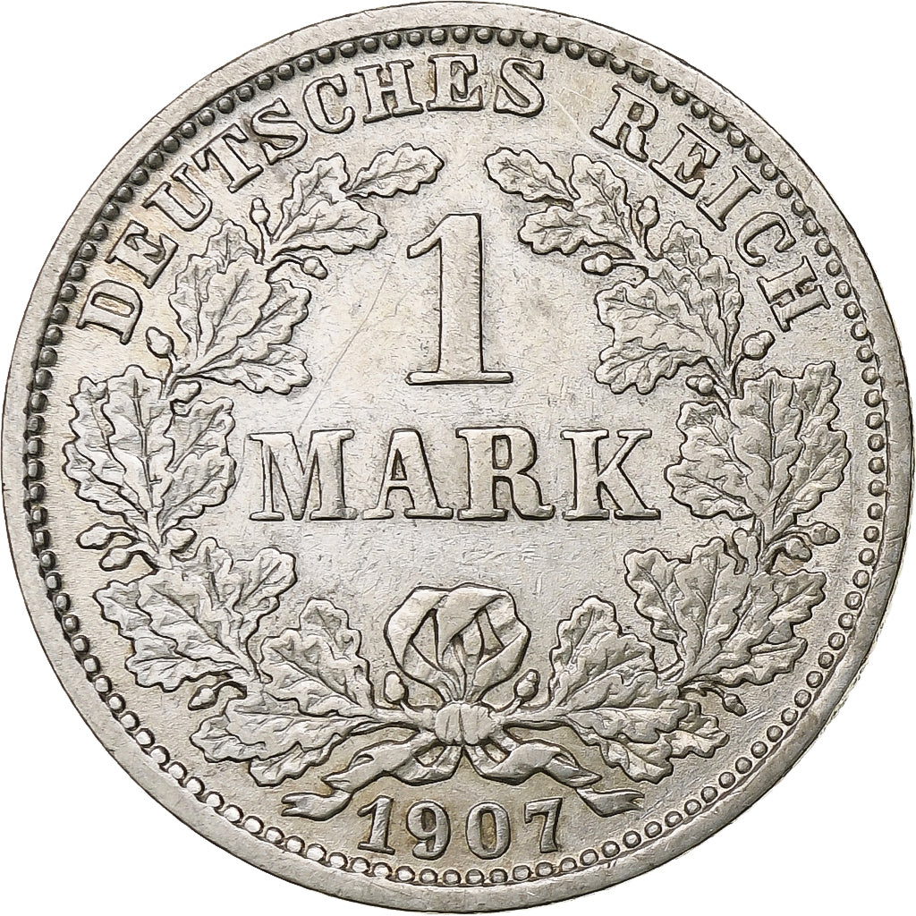 GERMANY - EMPIRE, Wilhelm II, Mark, 1907, Munich, Silver, EF(40-45), KM:14