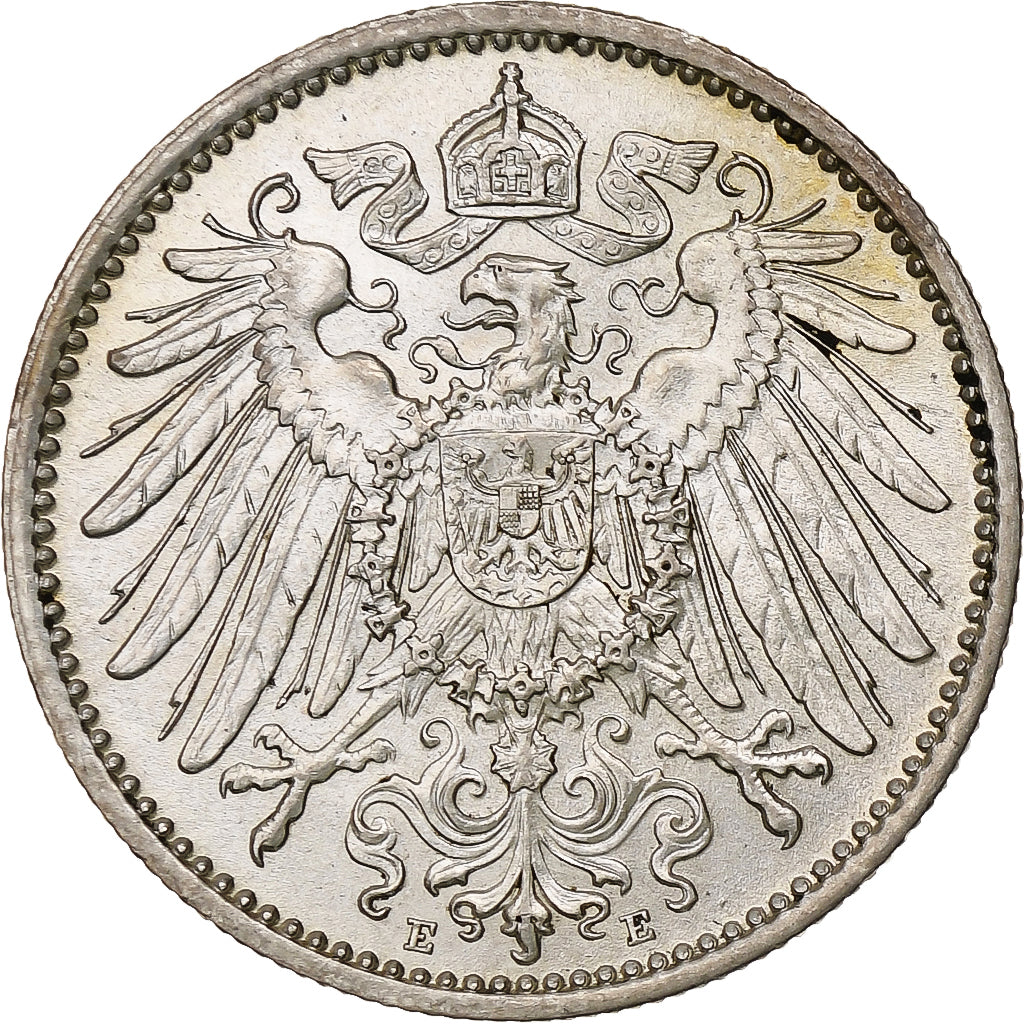 GERMANY - EMPIRE, Wilhelm II, Mark, 1914, Muldenhütten, Silver, MS(60-62)