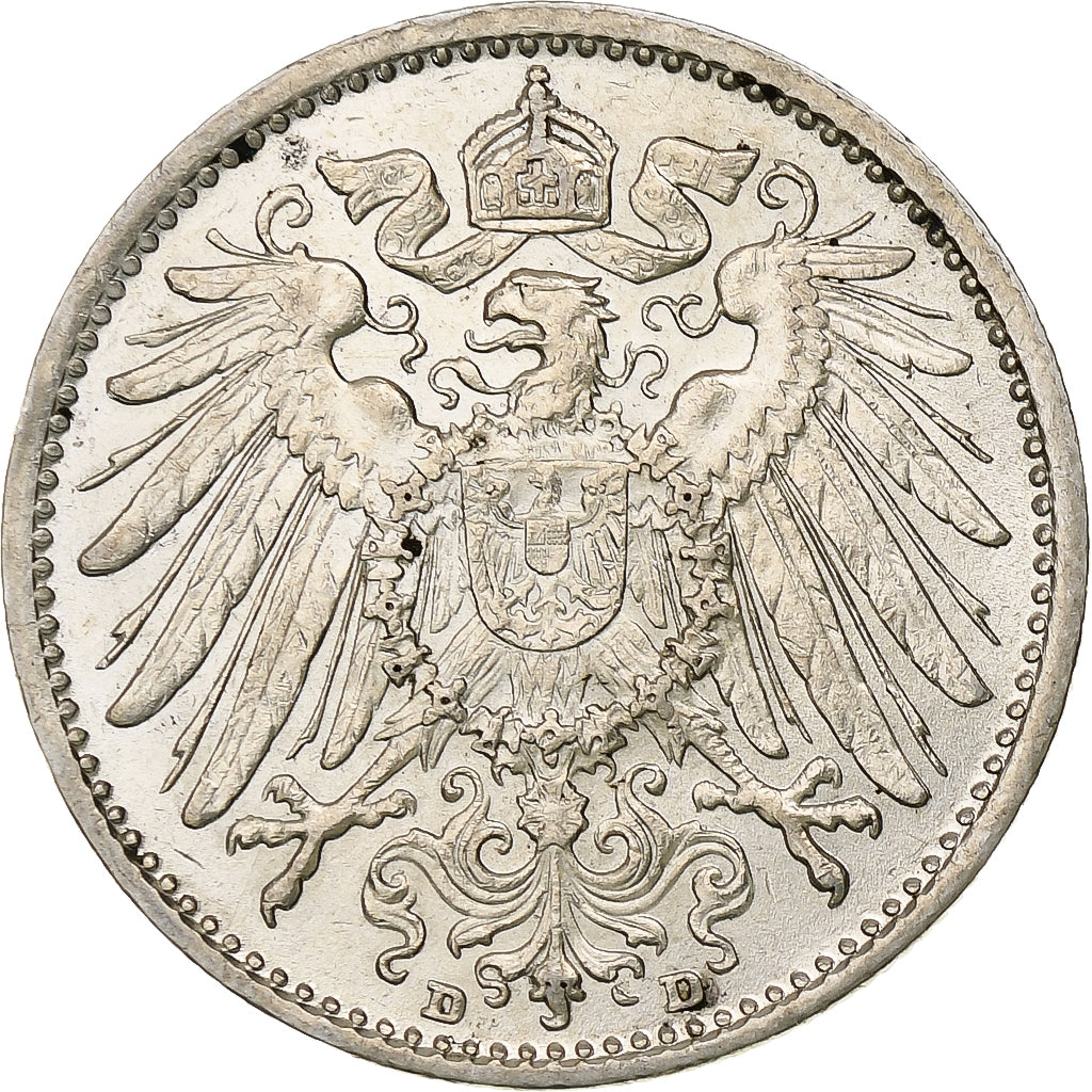 GERMANIA - IMPERO, Wilhelm II, Mark, 1914, Munich, Argento, BB+, KM:14