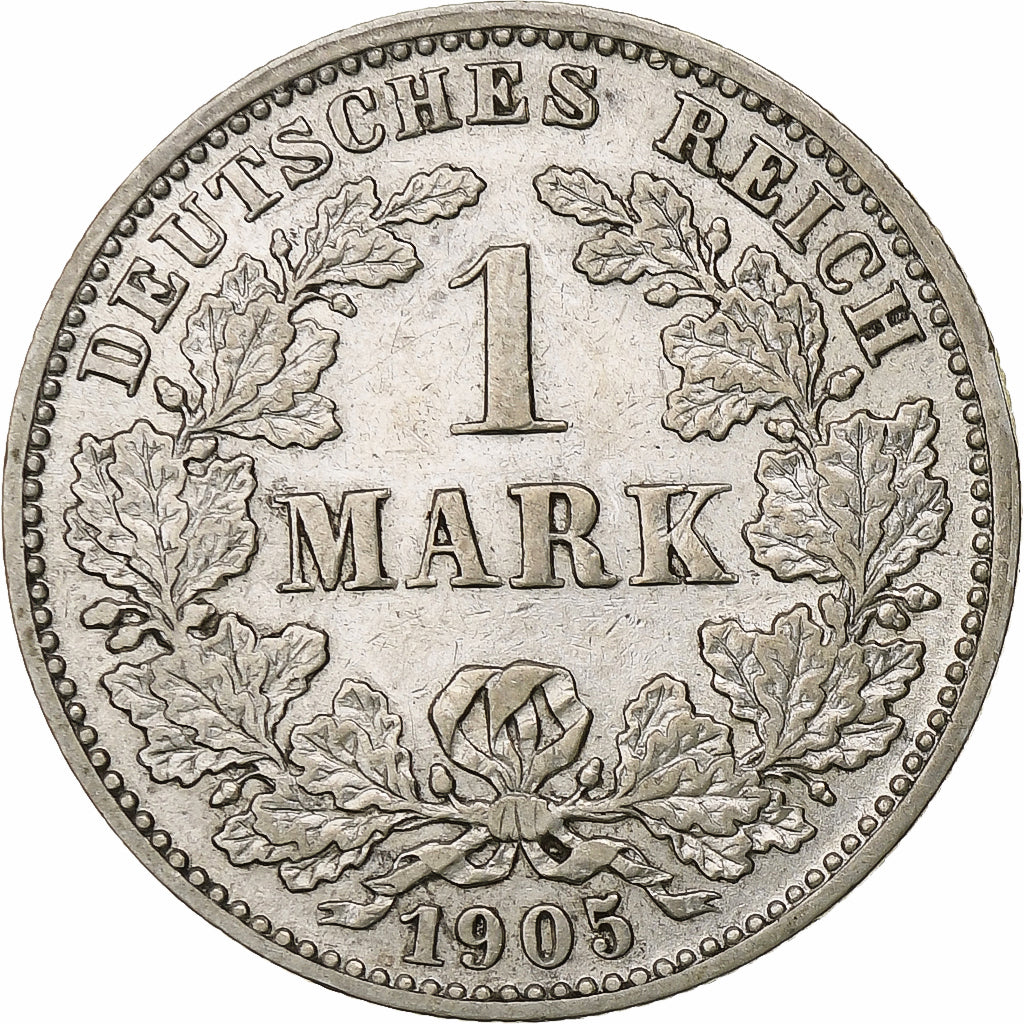 Coin, GERMANY - EMPIRE, Wilhelm II, Mark, 1905, Hambourg, EF(40-45),Silver,KM 14