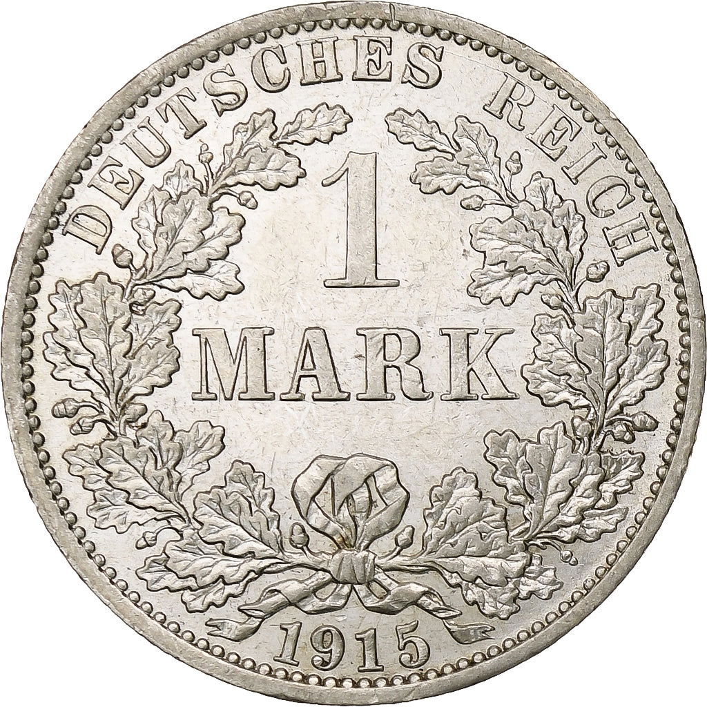 GERMANY - EMPIRE, Wilhelm II, Mark, 1915, Berlin, AU(50-53), Silver, KM:14