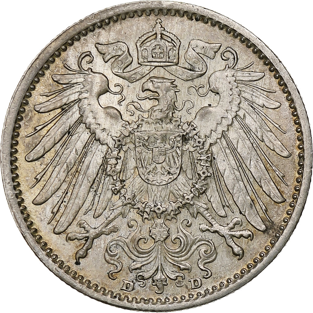 Coin, GERMANY - EMPIRE, Wilhelm II, Mark, 1915, Munich, AU(55-58), Silver, KM:14