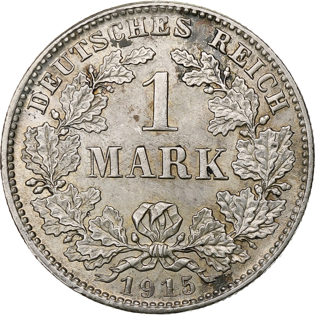 Coin, GERMANY - EMPIRE, Wilhelm II, Mark, 1915, Munich, AU(55-58), Silver, KM:14