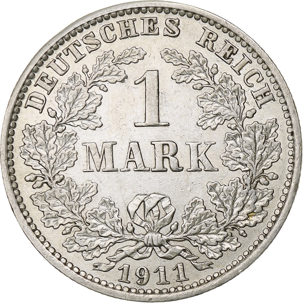 GERMANY - EMPIRE, Wilhelm II, Mark, 1911, Muldenhütten, Silver, AU(50-53)