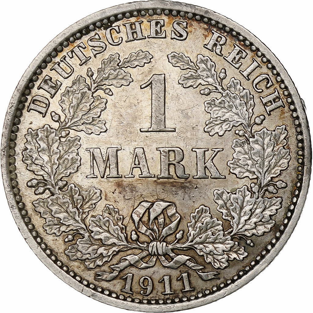 DUITSLAND - KEIZERRIJK, Wilhelm II, Mark, 1911, Muldenhütten, Zilver, ZF+