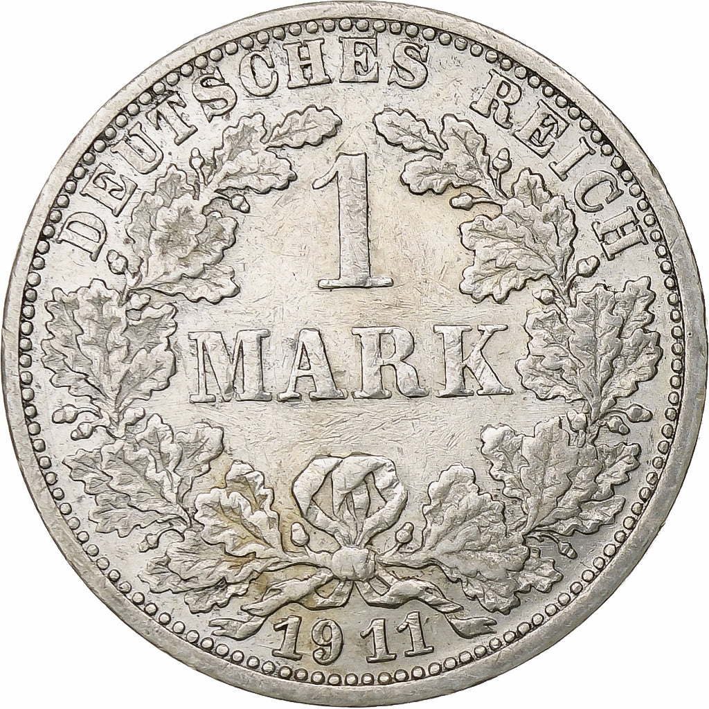 GERMANY - EMPIRE, Wilhelm II, Mark, 1911, Stuttgart, Silver, EF(40-45), KM:14