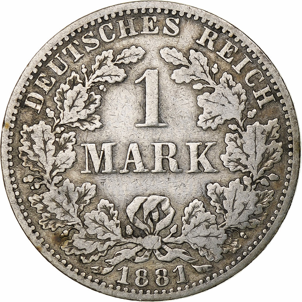 Coin, GERMANY - EMPIRE, Wilhelm I, Mark, 1881, Berlin, VF(20-25), Silver, KM:7