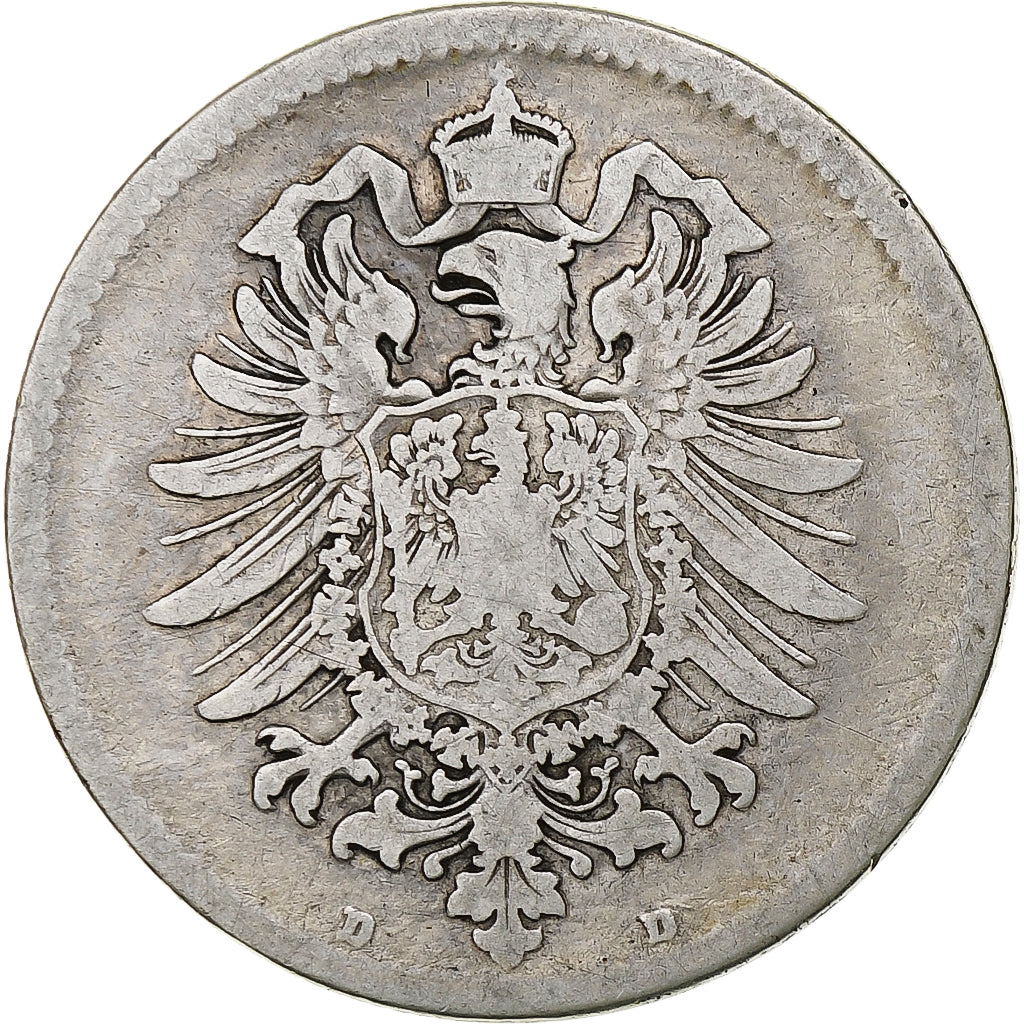 Empire allemand, Wilhelm I, Mark, 1881, Munich, Argent, TB, KM:7