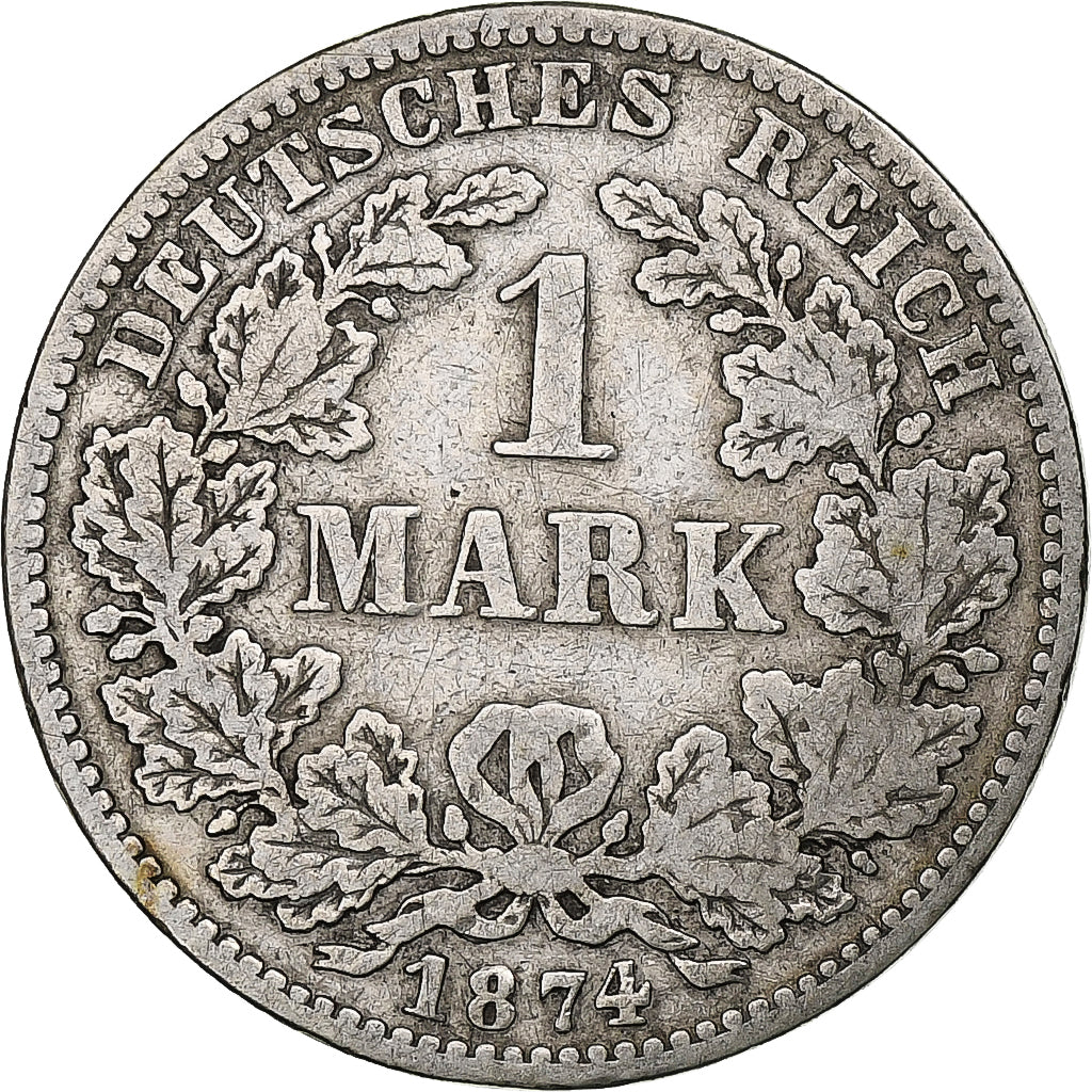 GERMANY - EMPIRE, Wilhelm I, Mark, 1874, Munich, VF(30-35), Silver, KM:7