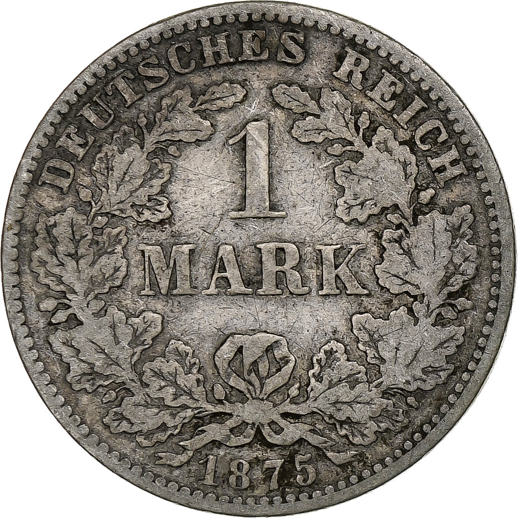 GERMANY - EMPIRE, Wilhelm I, Mark, 1875, Hambourg, Silver, VF(30-35), KM:7