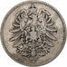 ALEMANIA - IMPERIO, Wilhelm I, Mark, 1874, Karlsruhe, Plata, BC+, KM:7