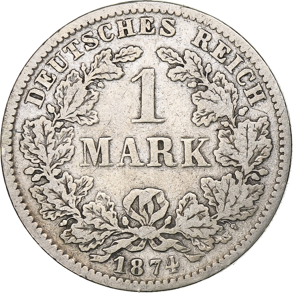 GERMANIA - IMPERO, Wilhelm I, Mark, 1874, Munich, MB+, Argento, KM:7