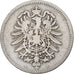 ALEMANIA - IMPERIO, Wilhelm I, Mark, 1874, Darmstadt, Plata, BC+, KM:7