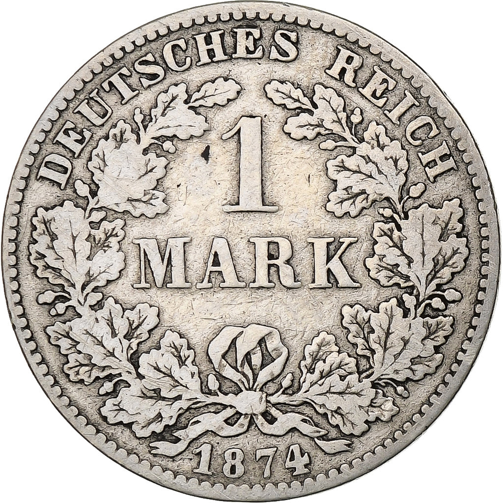 GERMANY - EMPIRE, Wilhelm I, Mark, 1874, Darmstadt, Silber, S+, KM:7