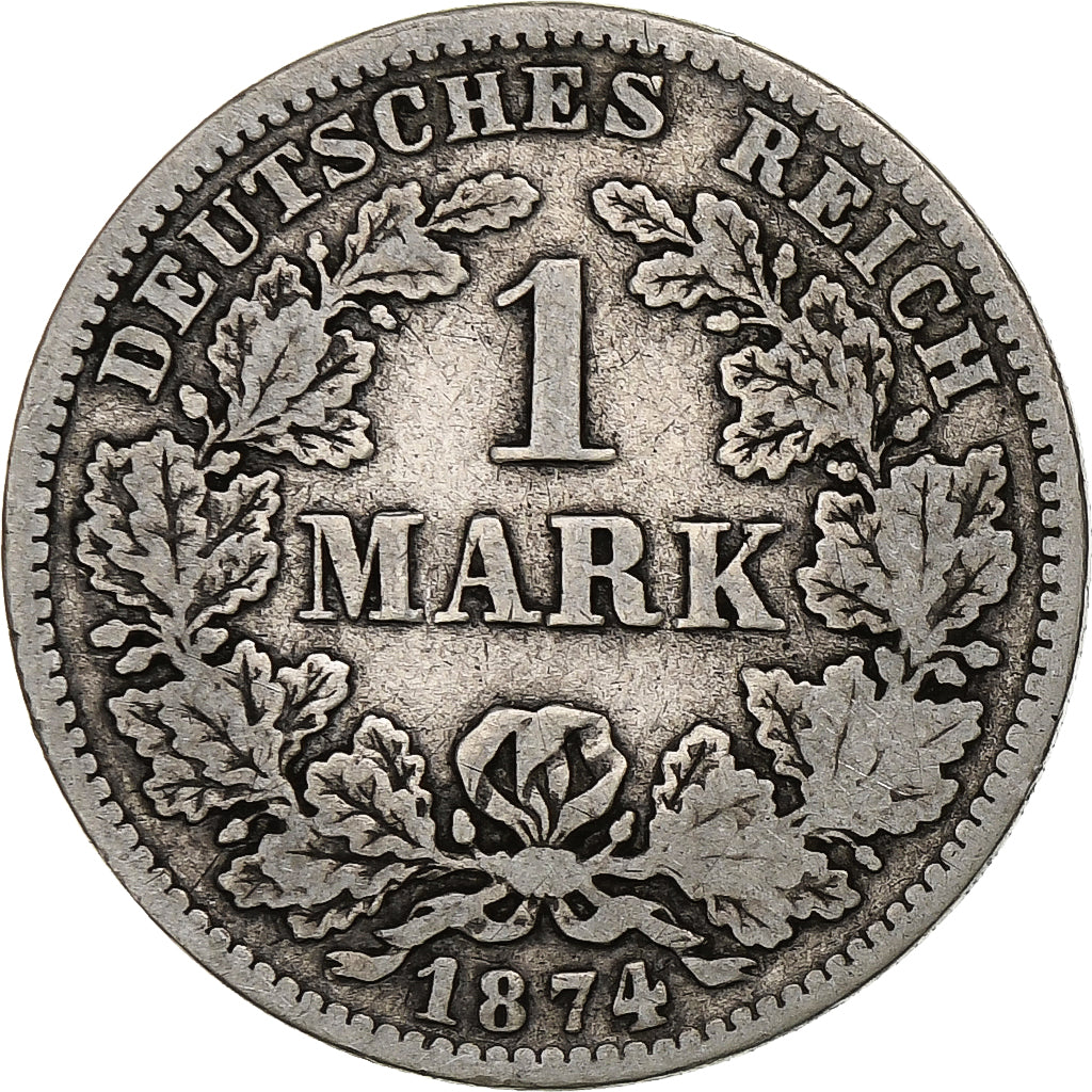 GERMANY - EMPIRE, Wilhelm I, Mark, 1874, Dresde, Silber, S+, KM:7
