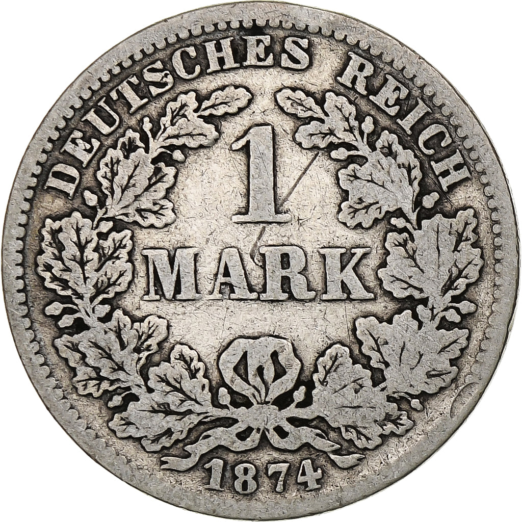 Moneta, GERMANIA - IMPERO, Wilhelm I, Mark, 1874, Stuttgart, MB+, Argento, KM:7