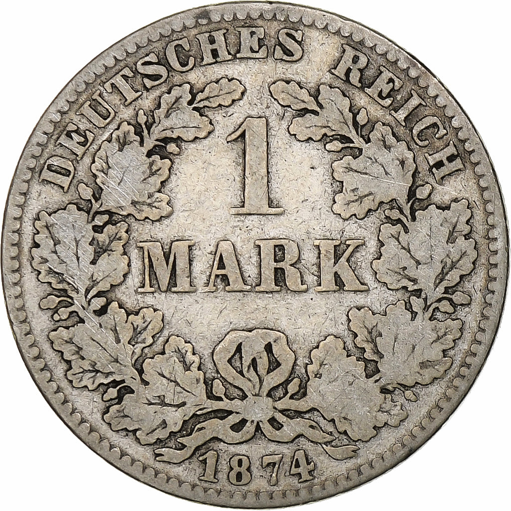 Empire allemand, Wilhelm I, Mark, 1874, Stuttgart, Argent, TB, KM:7