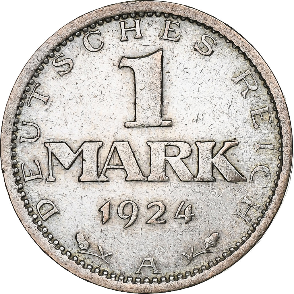 GERMANY, WEIMAR REPUBLIC, Mark, 1924, Berlin, KM #42, EF(40-45), Silver, 23,...
