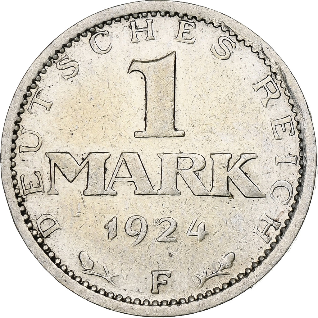 Coin, GERMANY, WEIMAR REPUBLIC, Mark, 1924, Stuttgart, EF(40-45), Silver, KM:42