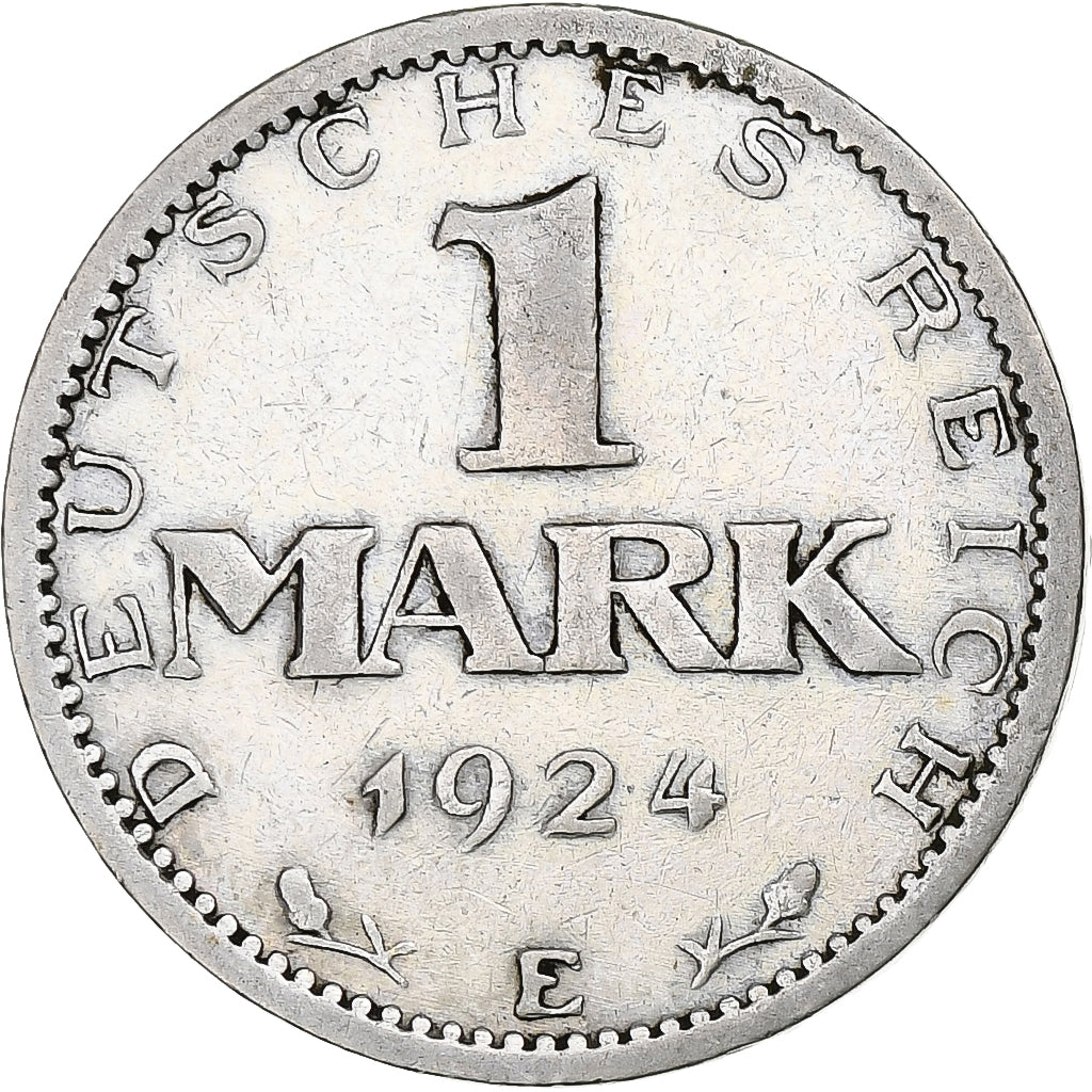 GERMANY, WEIMAR REPUBLIC, Mark, 1924, Muldenhütten, Silver, EF(40-45), KM:42